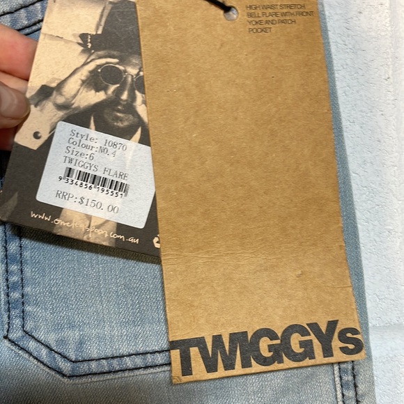 NWT 22” One teaspoon bell bottom flares Twiggy light blue jeans new with tags - Picture 7 of 16